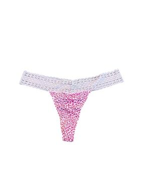 Vintage Victoria's Secret Pink Leopard Lace Thong Lace Low Rise Y2K Coquette